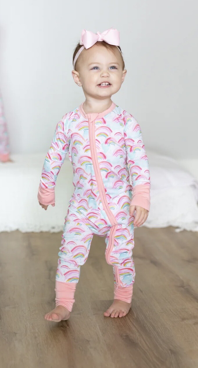 Pink Rainbow Zippie Pajamas, Size: 0/3