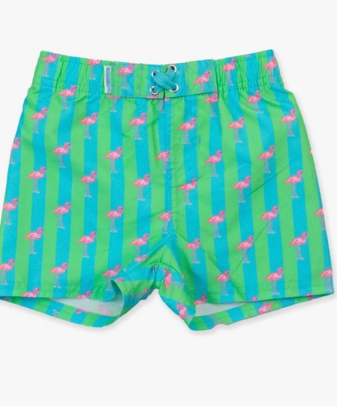 Neon Flamingo Swim Trunks