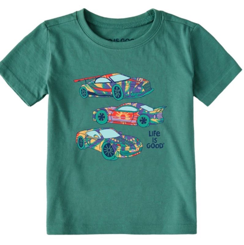 Life Is Good Tie Dye Race car Tee