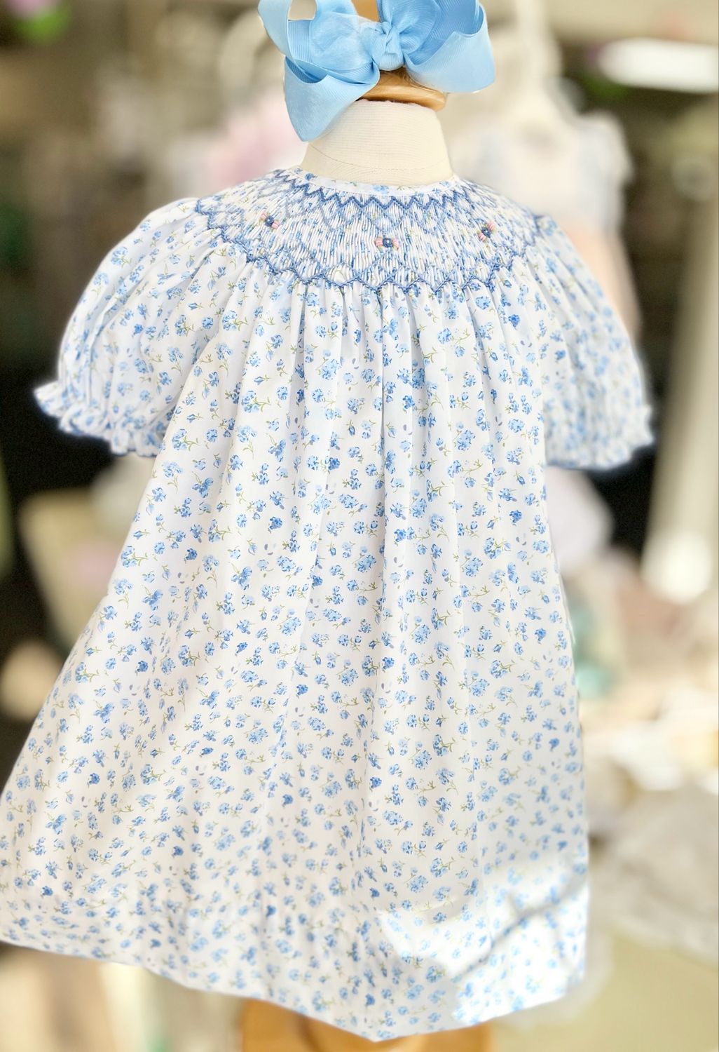 Lillian Blue Smocked Dress