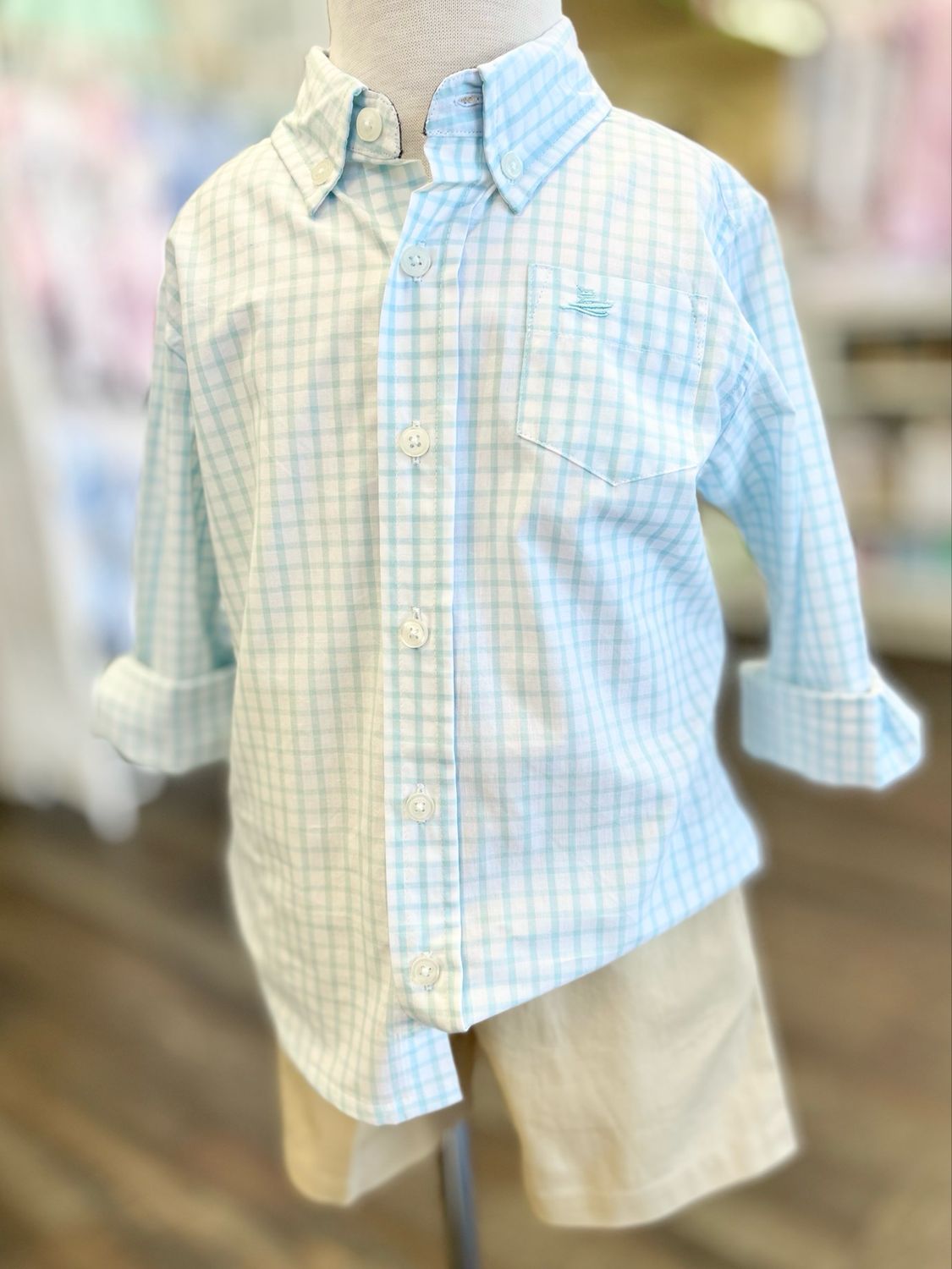 Russel Blue Check Button Up