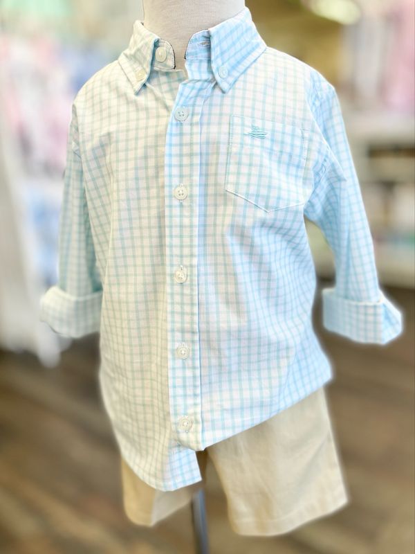 Russel Blue Check Button Up