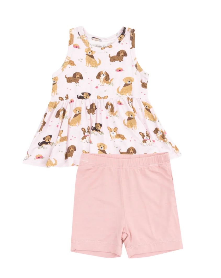 365 Playful Puppies Peplum Short Set