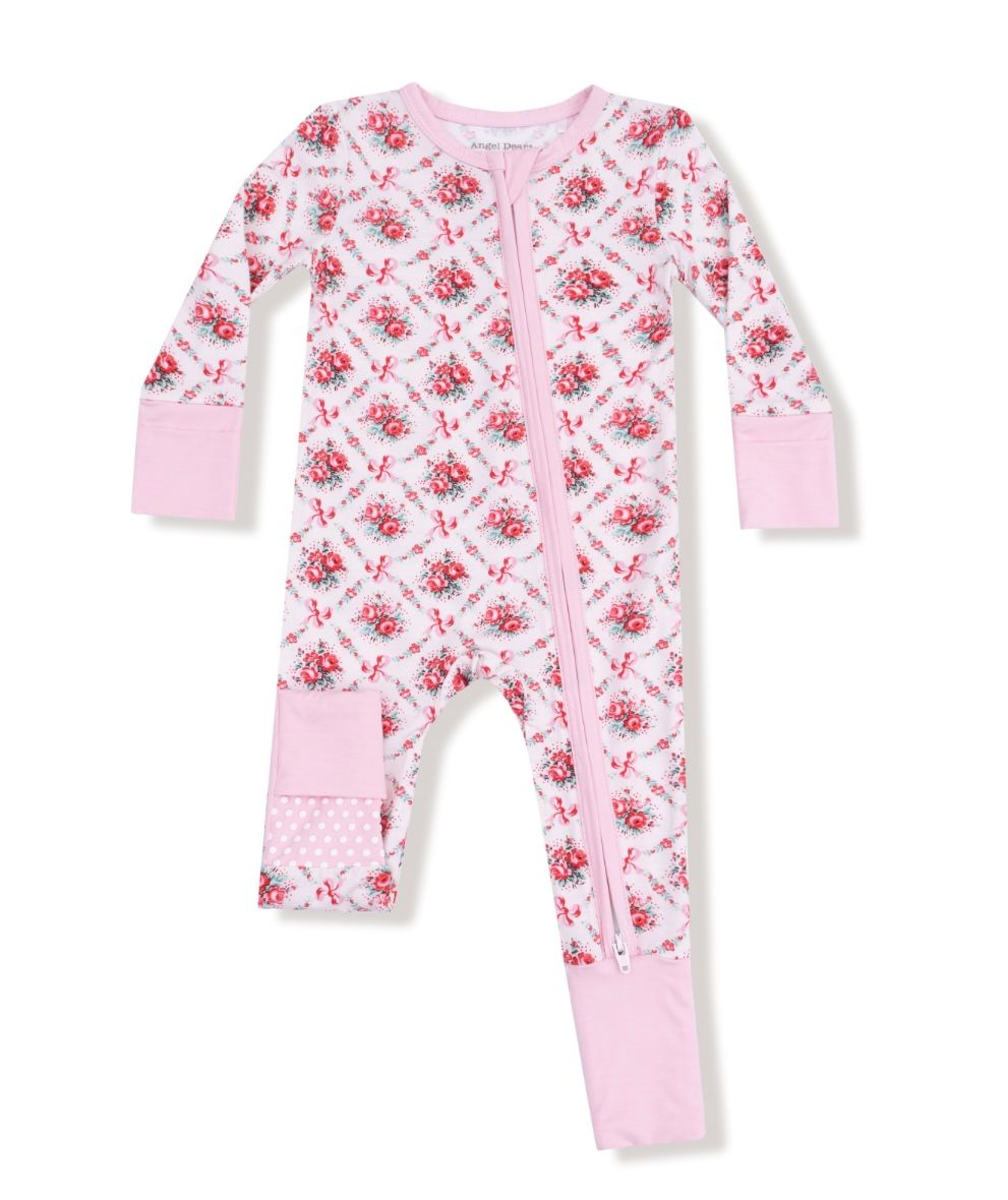 519 Rose Bow Zip Romper