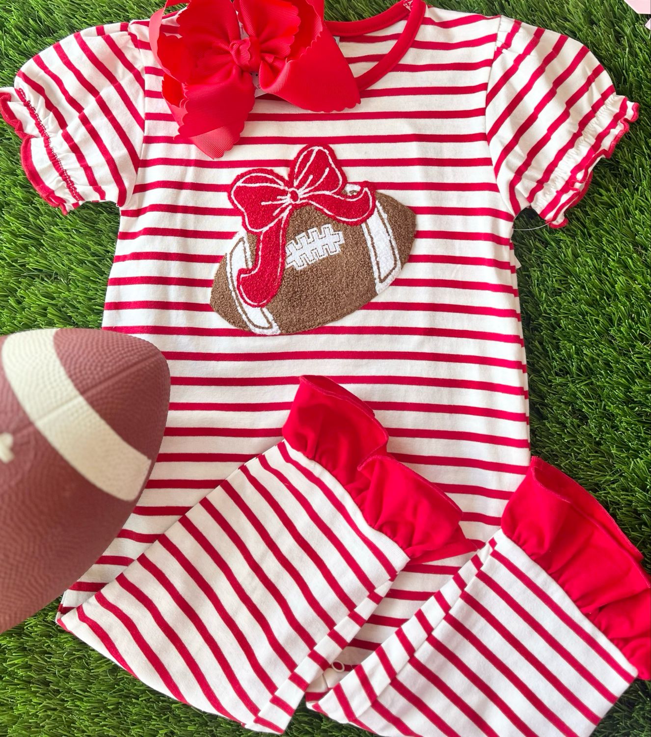 600 Red Football Romper