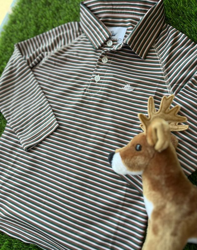 627 Blake Brown Stripe Performance Polo