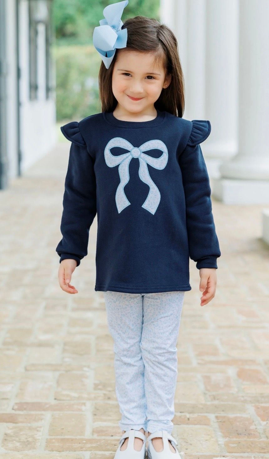 652 Blue Blooms Ruffle Sweatshirt Set
