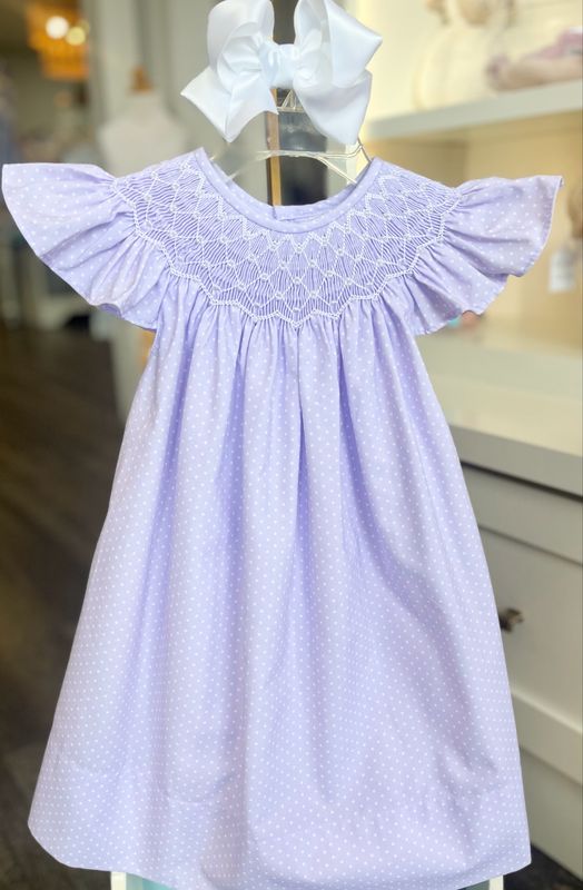 348 Lavender Pearl Smocked Dress