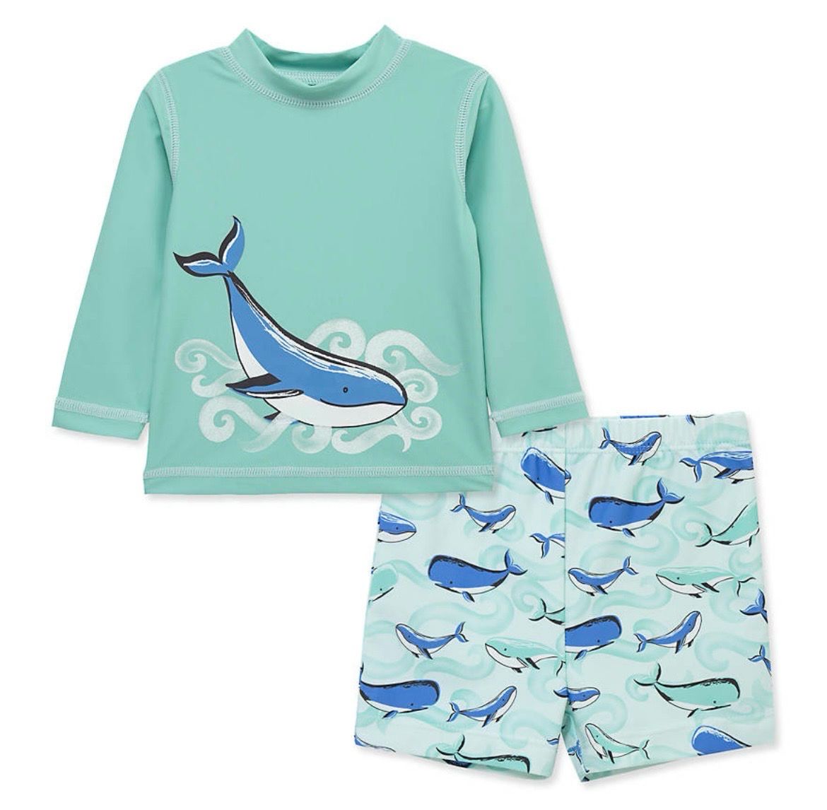 434 Whale Rashguard And Swim Trunk Set