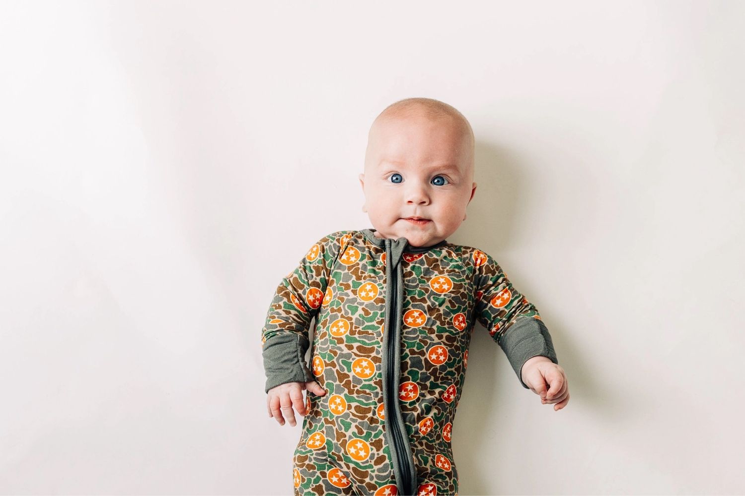 646 Camo Tri Star Zip Romper