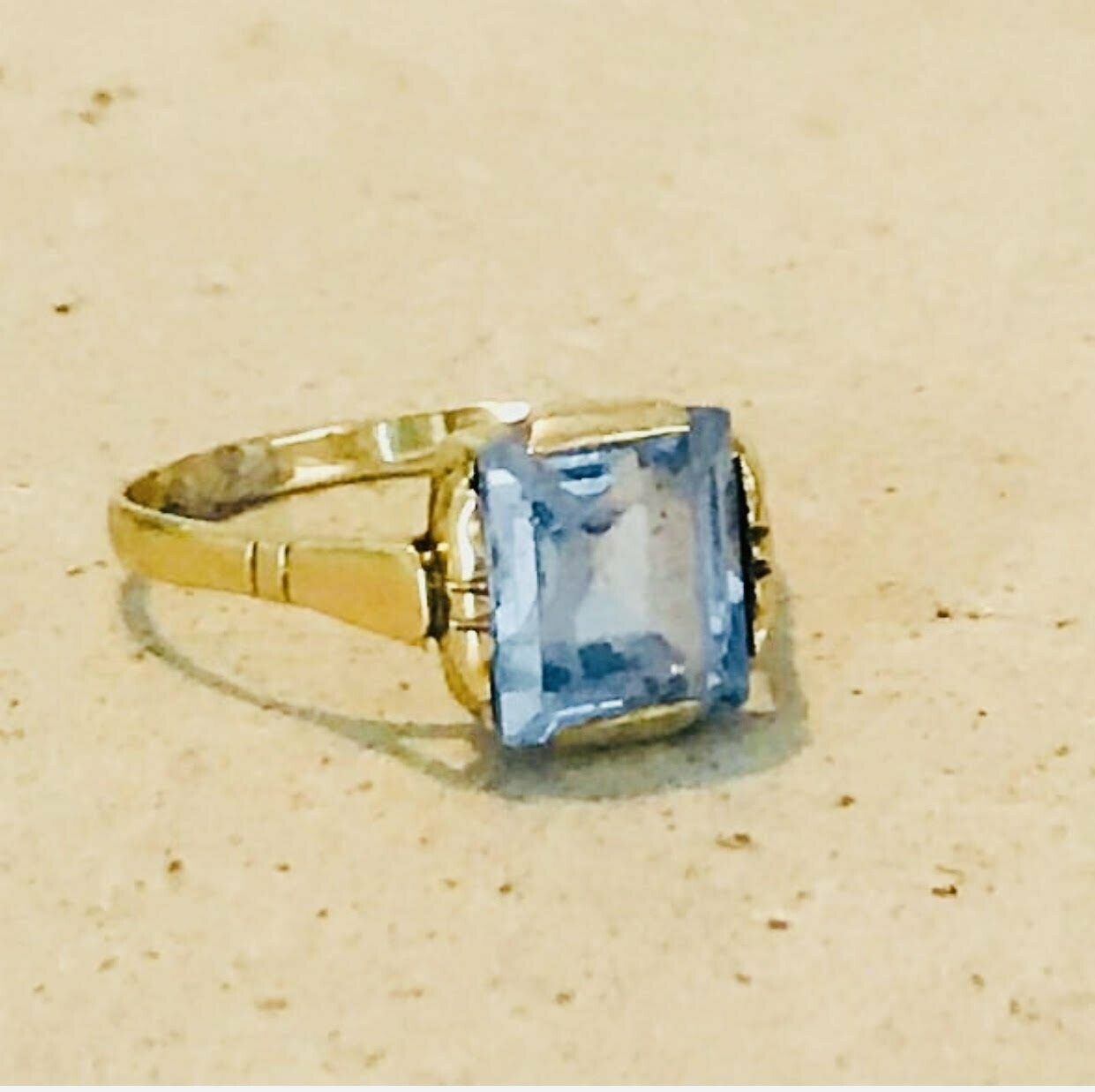 14 carat golden ring with aquamarine -1960