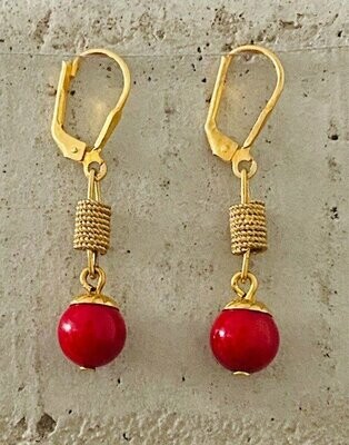 Vintage vermeil earrings with coral bols