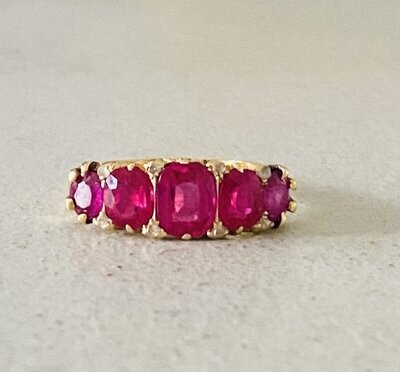 Ring with set of rubies