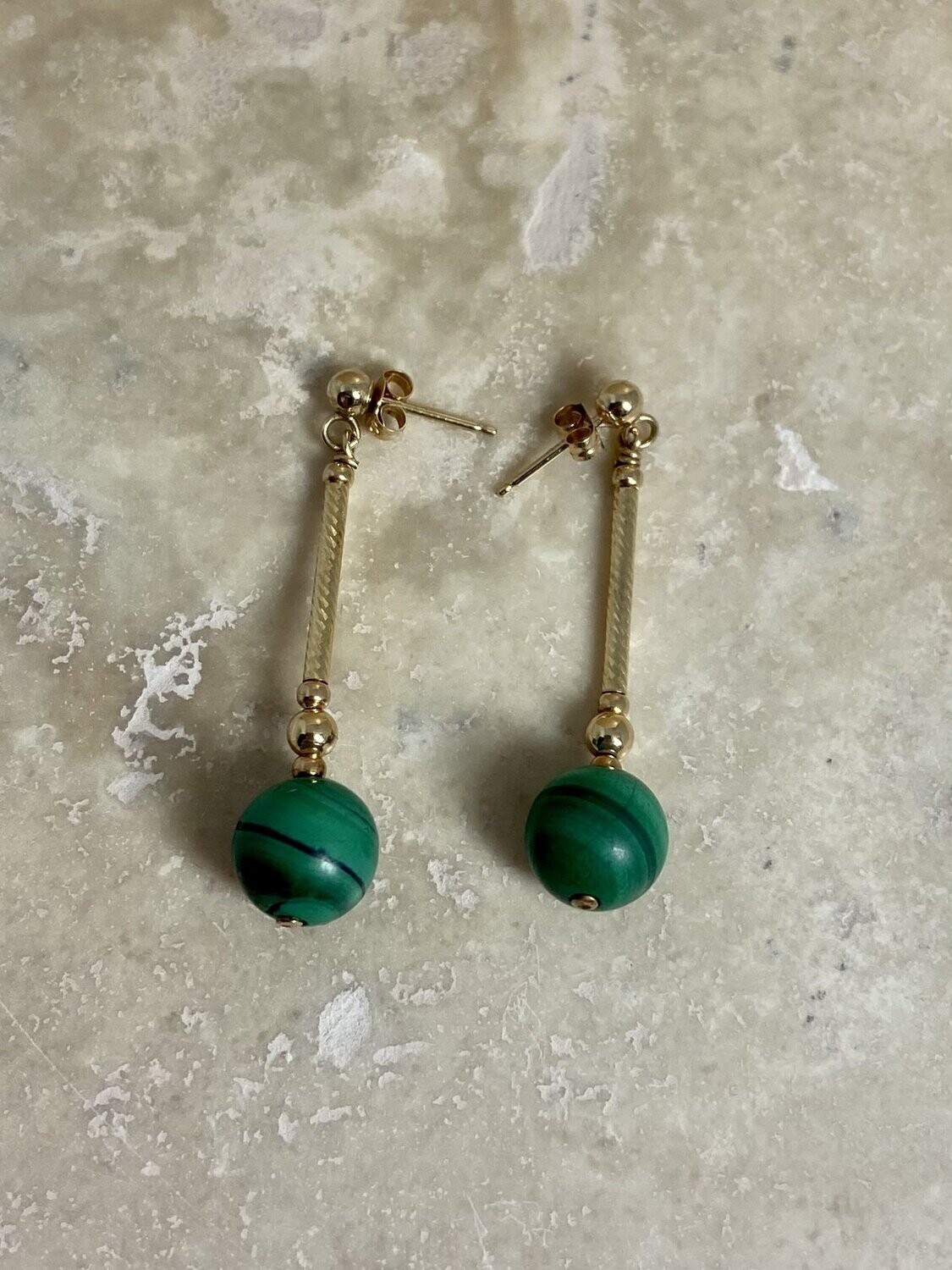 Earrings with green macalite