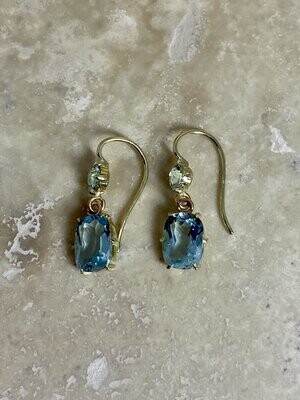 Golden earrings with aquamarine