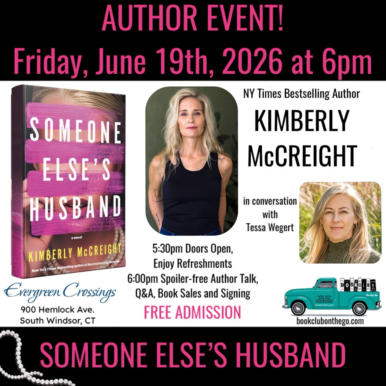 Reserved Seat for 6/19 Kimberly McCreight Author Event