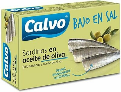 Sardinas en aceite de oliva bajo en sal CALVO 81 g.