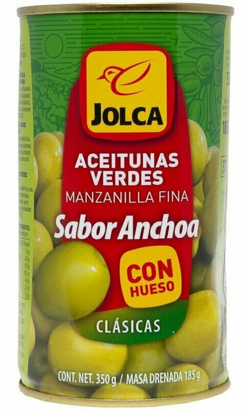 Aceitunas con sabor a anchoa con hueso JOLCA 185 g.