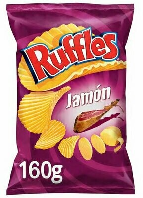 Patatas fritas onduladas con sabor Jamón 160 g. RUFFLES