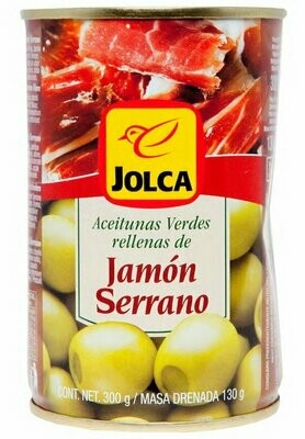 Aceitunas rellenas de jamón serrano JOLCA 130 g.