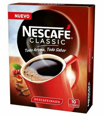 Café soluble descafeinado classic NESCAFE 10 sobres