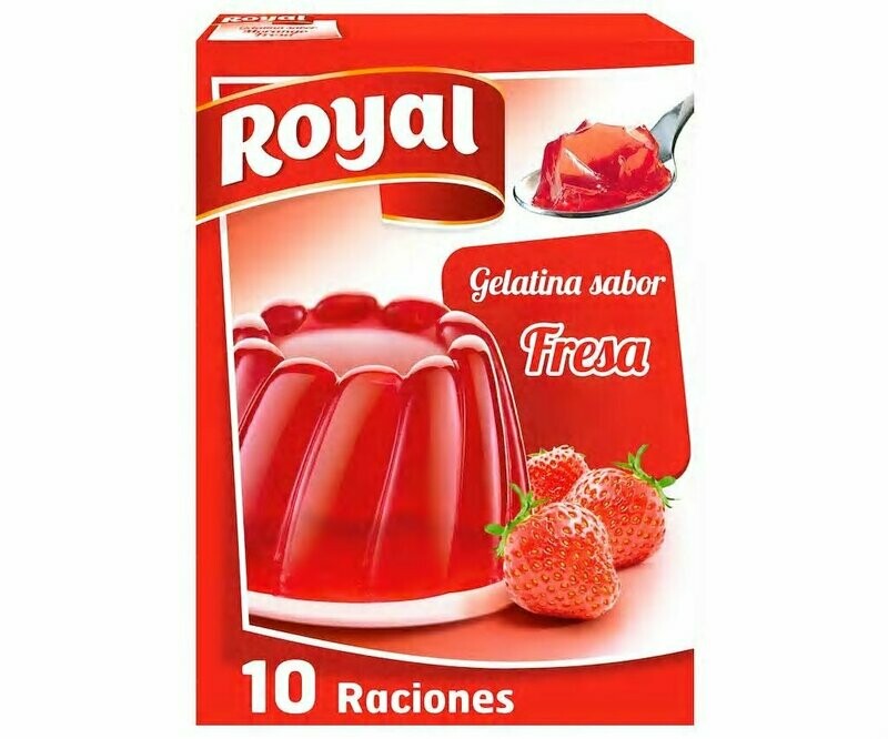 Gelatina en polvo  sabor fresa para 10 raciones 114 g. ROYAL
