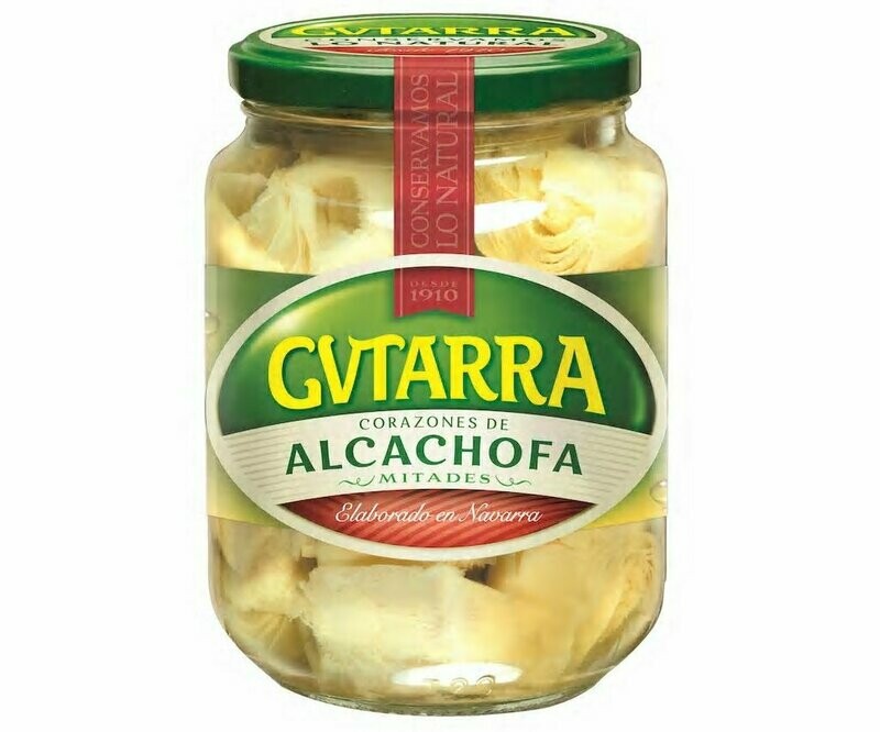 Corazones de alcachofas en mitades GVTARRA frasco de 400 g.