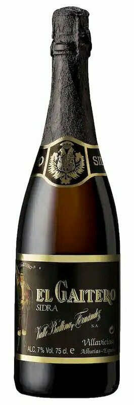 Sidra El Gaitero etiqueta negra Sidra elaborada en Asturias EL GAITERO botella de 75 cl.