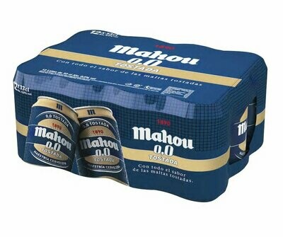 Cerveza Mahou tostada 0.0 alcohol, pack 12 latas 33 cl.