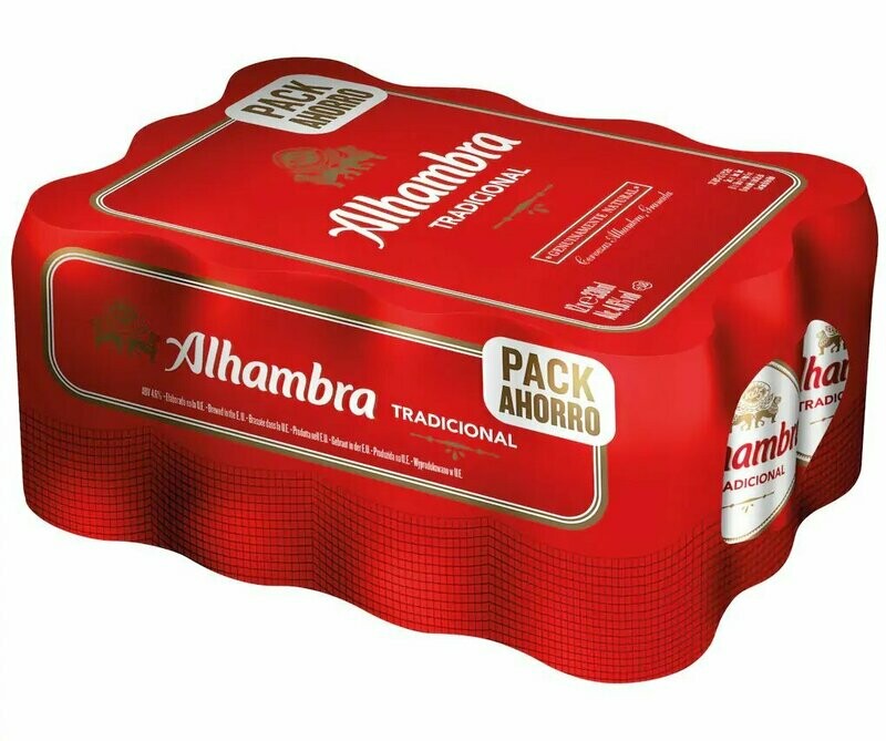 Cerveza Alhambra tradicional, pack 12 latas 33 cl.