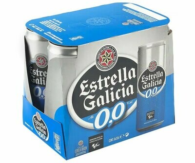 Cerveza Estrella de Galicia 0.0, pack de 6 latas 33 cl.