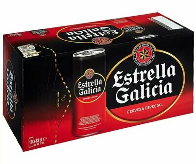 Cerveza Estrella de Galicia, pack de 10 latas 33 cl.