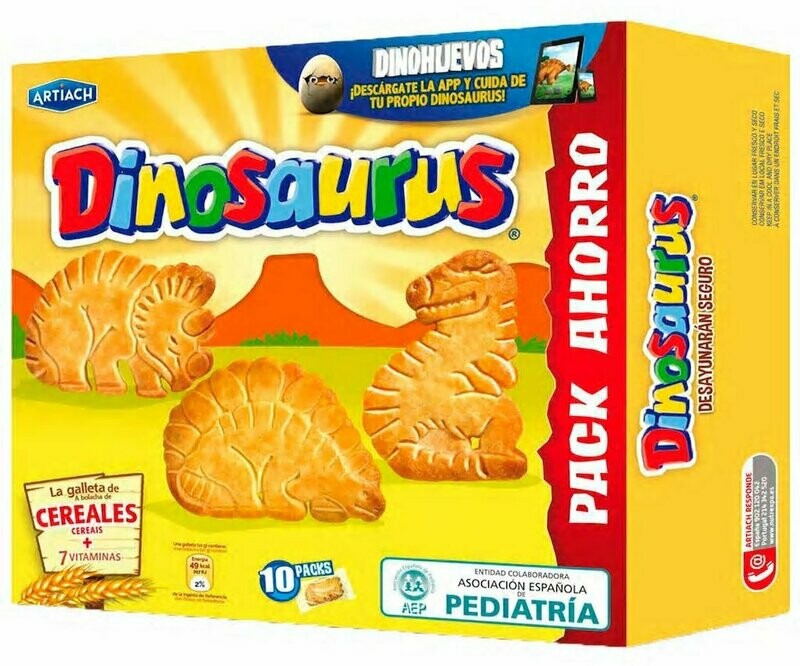 Galleta de cereales con forma de dinosaurios DINOSAURUS 411 g.