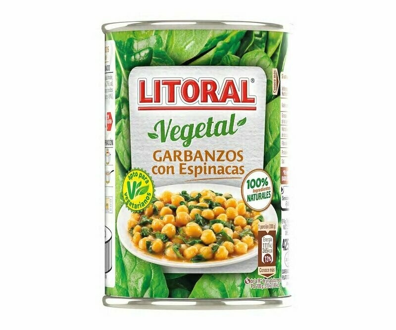 Garbanzos con espinacas LITORAL 425 g.