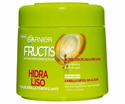 Mascarilla para cabello rizado o encrespado FRUCTIS Hidra liso 300 ml.