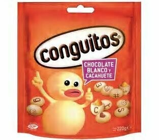 Cacahuetes recubiertos de chocolate blanco CONGUITOS 220 g.