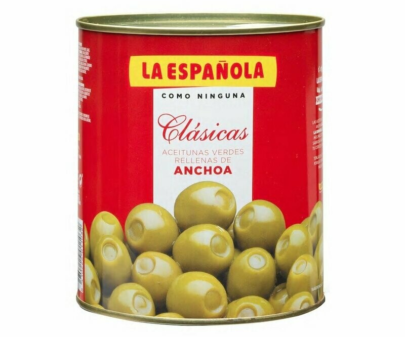 Aceitunas verdes rellenas de anchoa LA ESPAÑOLA lata de 345 g.