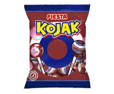 Caramelos con palo y chicle sabor cola FIESTA KOJAK 7 un.
