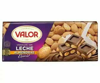 Chocolate con leche con almendras especial VALOR 250 g.