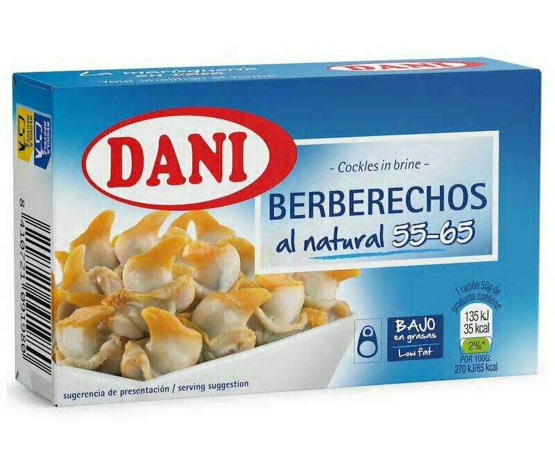 Berberechos pequeños al natural 55-65 un. DANI lata de 58 g.