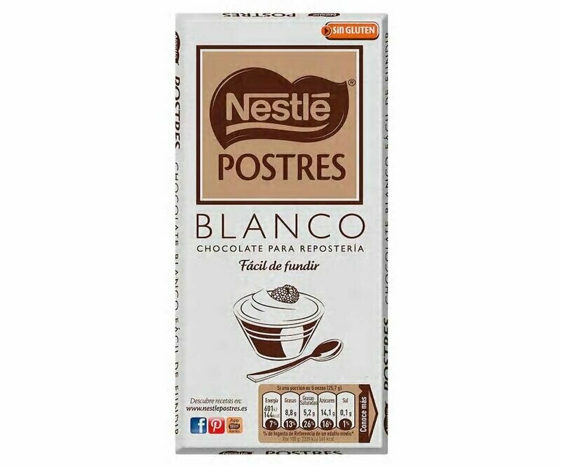 Chocolate blanco especial postres, NESTLÉ 180 g.