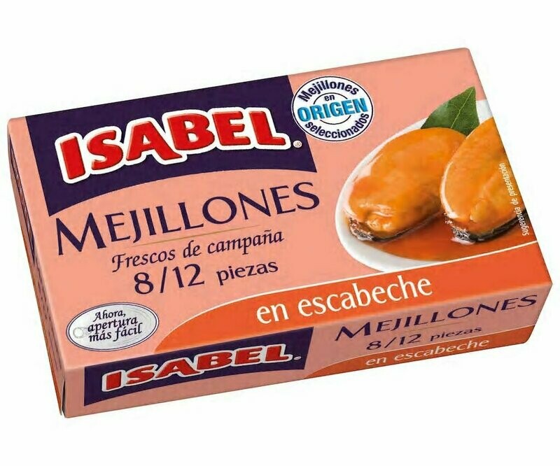Mejillones en escabeche 8/12 piezas ISABEL lata de 69 g.
