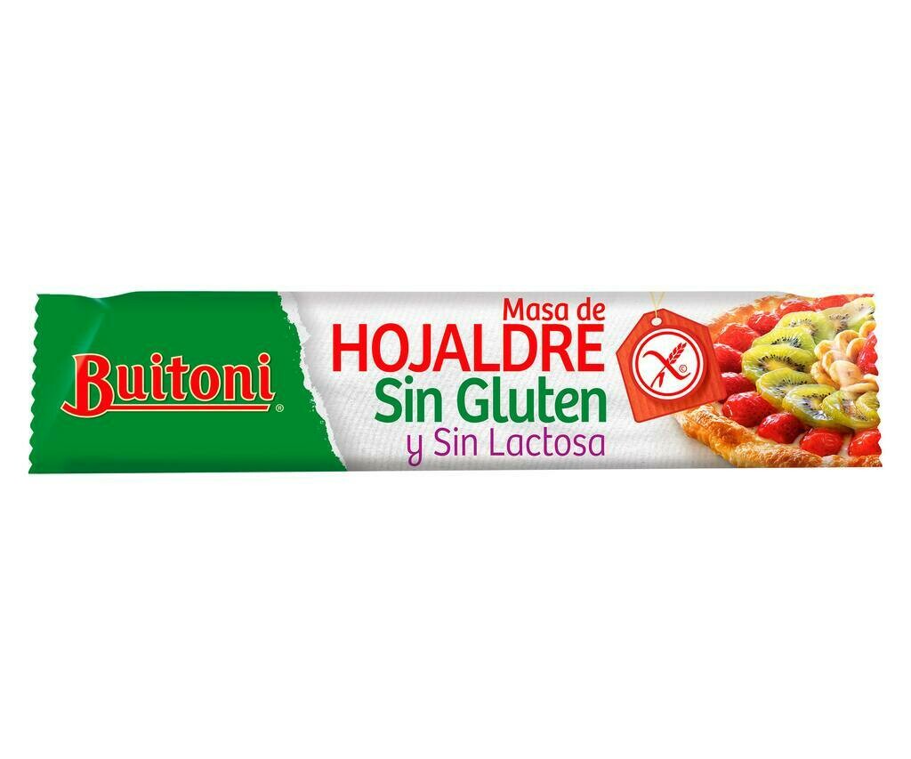 Masa de hojaldre sin gluten y sin lactosa BUITONI, 280 g.