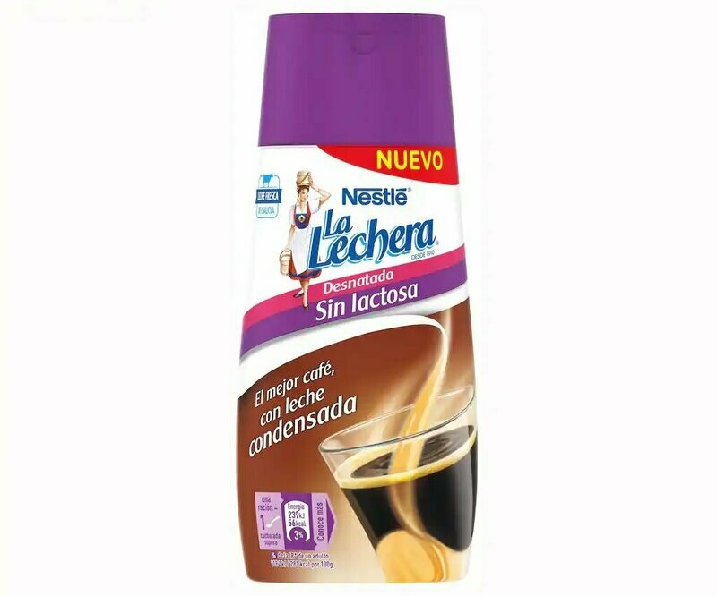 Leche condensada desnatada y sin lactosa, LA LECHERA 450 g.