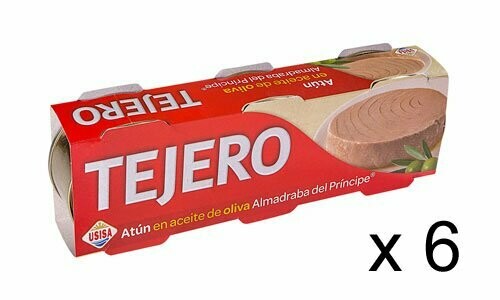 Atún en aceite de oliva TEJERO pack de 3 uds. de 52 g. pack de 6 un.