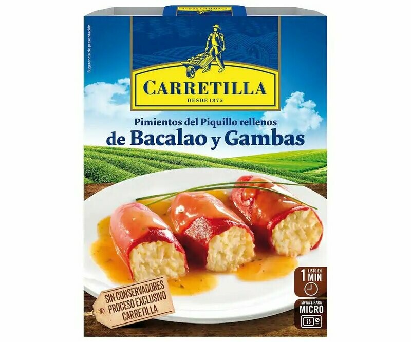 Pimientos del Piquillo rellenos de bacalao y gambas CARRETILLA 280 g.