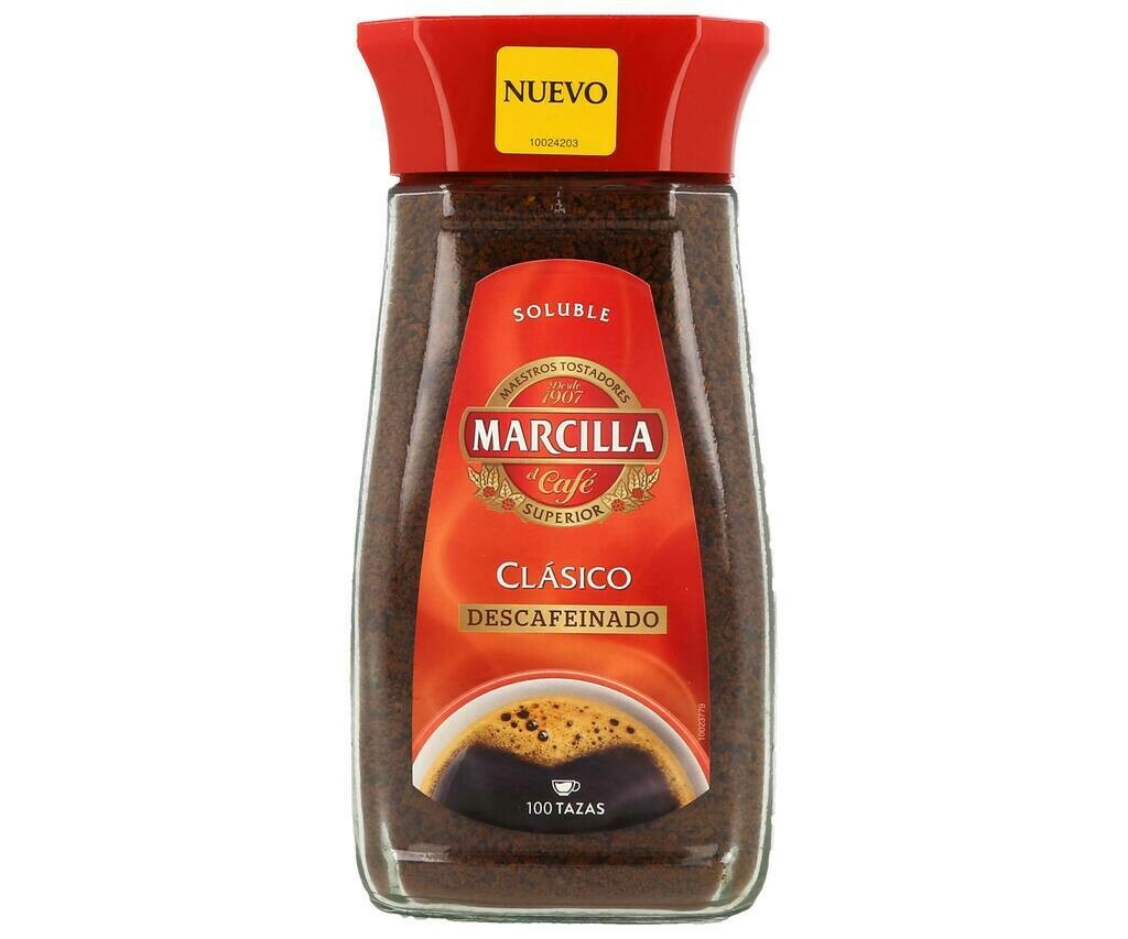 Café soluble descafeinado MARCILLA, 200 g.