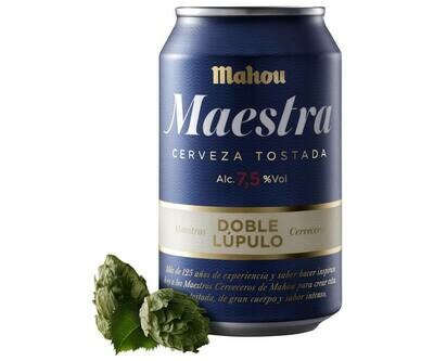 Cerveza tostada doble lúpulo MAHOU MAESTRA lata de 33 cl.