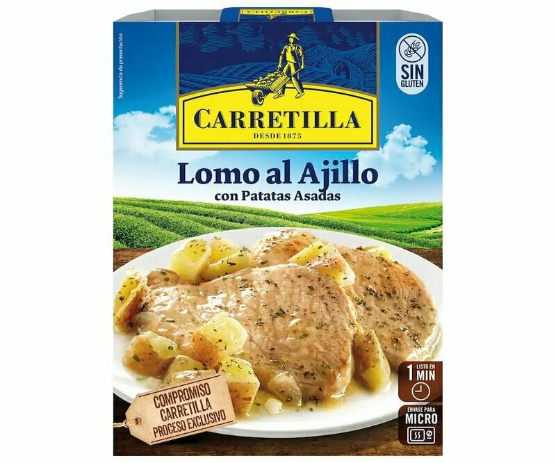 Lomo al ajillo con patatas asadas CARRETILLA 250 g.
