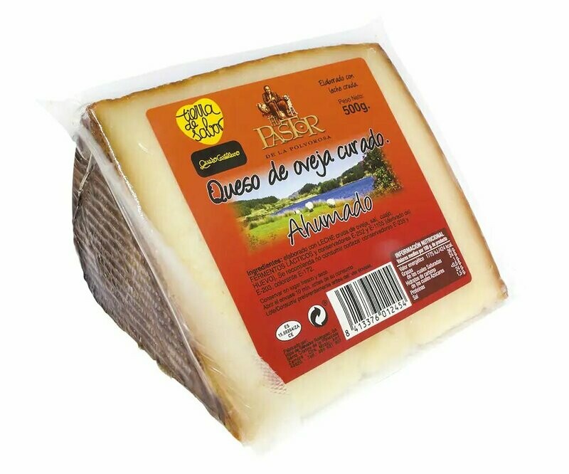 Queso de oveja curado ahumado EL PASTOR cuña 500 g.